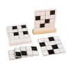 EHJRE Children Matching Game with Pattern Cards and Wooden Stand Black and White Grid Pieces for Visual Matching and Problem Solving Suitable for Tabletop Practice Preschool Centers