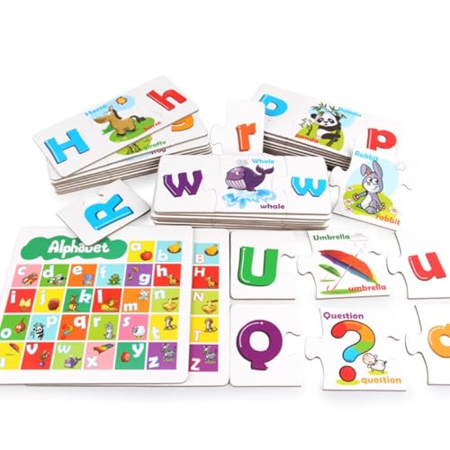 EHJRE Children Wooden Letter Puzzle Letter Matching Game Alphabet Cards Learning Toy Cardboard Designed for Little Hands to Grasp Sort and Complete Suitable for Classroom Stations