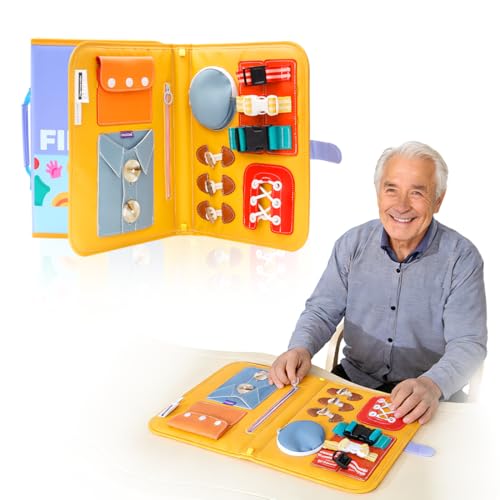 EHUELDER Fidget Folder for Adults with Dementia - Portable Sensory Busy Board for Seniors - Waterproof Activity Blanket for Restless Hands - Dignified Memory Care Gift for Dexterity