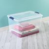 EIFBYKM 66 Quart Large Latching Storage Bin, Clear Plastic Storage Container with Latch Lid, Blue