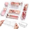 EIHPDEI 14 Pcs Clear Drawer Organizer, Adjustable Drawer Organizer, 3-Size Expandable Drawers Organizers for Makeup, Cosmetic, Kitchen Utensils, Bedroom Dressers, Tool Organizers for Gadgets