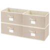 EITMOW 15.7 inch Woven Fabric Bins, Storage Baskets, Storage Cubes with Reinforced Handles, Organizer Bins for Closet Shelves, Foldable (4, Beige)