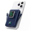 Ekrist Magnetic Portable Charger for MagSafe with Built-in Cable,iWatch Charger,Wireless Power Bank Travel Essentials,25W Fast Charging Battery Pack for iPhone 17/16/15,Apple Watch(Navy,10800mAh)