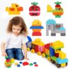 ekuzi Creative Building Blocks - 116 Pieces Large-Size Blocks, Build Train Animal, Ideal STEM Toy for 3 Year Old Kids