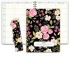 Elan Publishing Company HARDCOVER 7 Period Teacher Lesson Planner - Days Horizontally Across The Top with Bonus Clip-in Bookmark (Black Floral)