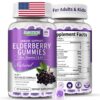 Elderberry Gummies for Adult & Kids - 8-in-1 Immune Support Supplement with Vitamin C & Zinc - Sambucus Elderberry Gummies Suitable for Flight & Travel Wellness - Vegan, Non-GMO, Sugar-Free, 60 Count