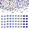Elecrelive 100Pcs Blue Flower Beads for Bracelets, 6mm Flower Printed Ceramic Beads 5 Styles Floral Charms for Bracelets Earring Keychain Jewelry Making