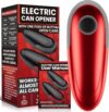 Electric Can Opener Fits All Can Sizes, Electric Can Openers for Kitchen Food Safe with Smooth Edge, Kitchen Gadgets Battery Operated Can Openers for Seniors, Arthritis and Chef Red