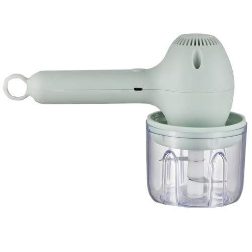 Electric Food Processor and Hand Mixer, Rechargeable Hand Whisk for Cake, Cream, Egg Beating, 2 Whisk Heads, Portable and Lightweight for Home Baking, Easy to Store with Hanging Hook