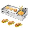 Electric Griddles Indoor Cooking with Deep Fryer, Commercial Electric Griddle Flat Top Grill with Seasoning Rack