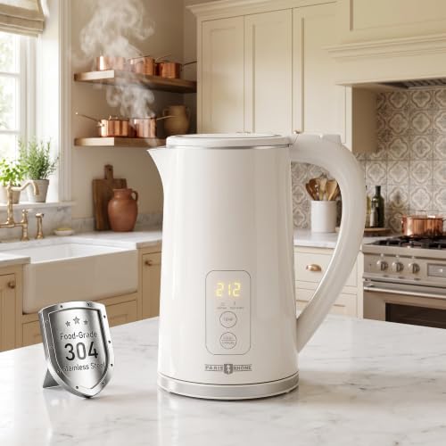 Electric Kettle Temperature Control, 1.7L Large Electric Tea Kettle, 4H Keep Warm Hot Water Boiler with 6 Presets, LED Screen Electric Kettles for Boiling Water, Boil-Dry Protection, BPA Free