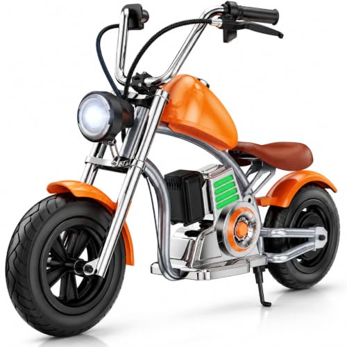 Electric Motorcycle for Kids Ages 5-8, 160W Motor Ride-On Bike, 3-Speed (5/8/10 MPH), 6–8 Miles Range, 4H Charging Time, 12-Inch Inflatable Tires, Drum Brake, LED Lights, Cruiser Style Kids Motorcycle