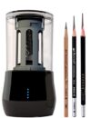 Electric Pencil Sharpener, Heavy-Duty Helical Blade to Fast Sharpen, USB/Battery Operated in School Classroom/Office/Home (Black)
