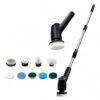 Electric Spin Scrubber for Bathroom, Cordless Power Scrubber with Extendable Handle, 3 Speeds, Digital Display and 8 Brush Heads for Shower, Bathtub, Tile, Grout, Floor and Kitchen,Black