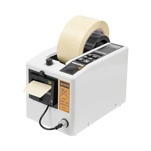 Electric Tape Cutting Machine, Adjustable Automatic Tape Dispenser, 0.28-1.97in Wide, Tabletop Corded Tool for Factory Office Packaging, Custom Length, Manual/Auto Switch, Stable Feet