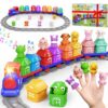 Electric Train Set for Toddlers 2-4 with Farm Animals, Music & Lights, Blue