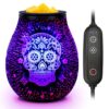 Electric Wax Melts Warmer with Timer-3D Wax Warmer with 7 Colors LED Light, Wax Burner for Scented Wax Removable Silicone Dish, Wax Melter for Home & Office Decor Gifts for Women (Skeleton-Timer)