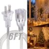 ElectricWise 1 Pack 6 FT Clear Extension Cord, Invisible Extension Cord with 2-Prong Plug, Male to Female Indoor Power Cable for Christmas Lights, Lamps & Holiday Lighting (18AWG, 10A/125V)