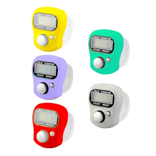 Electronic Finger Counter, Mini LCD Digital Display Hand Tally Counter 5-Digit Number Count Clicker, Resettable Counters Clickers for Knitting, Crochet, Coaching, Lap, Golf, Toddler & Fidget 5 Colors
