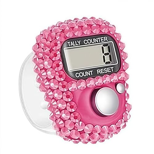 Electronic Finger Tally Counter Clicker Counter,Convenient Portable Digital Display Tally Counter,Resettable Mini Lap Counter for Golf Goods Counting Accessories,Track and Field Lap Counters (pink)