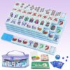 ElegantMahj American Mahjong Set, 160 Blue Engraved Melamine Tiles