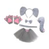 Elephant Ears Headband Nose Bow Tie Tail Gloves Cosplay Costume Set with Skirt for Girls Halloween Dress Up Party Multicolor