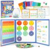 ELESULTRA Magnetic Fraction Manipulatives for Kids - 120PCS Color-Coded Fraction Tiles & Circles with Dry Erase Marker, Worksheets & Storage Bag Montessori Math Manipulatives for Elementary Homeschool