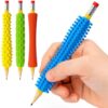 ELETIUO 4-Pack Textured Silicone Pencil Grips–Sensory Fidget Sleeves for Kids& Adults,ADHD &Autism Anxiety Relief,Quiet Classroom&Travel Fidget Tool for Focus,Calm,and Fine Motor Skills