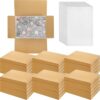 ELFULLY 30 Pack Comic Book Mailers, 7.8×11×1.5" Corrugated Flat Cardboard Boxes with 30 Bubble Pouches, Easy Fold, Crush Resistant Kraft Rigid Mailers for Shipping Photos Magazines, Height Adjustable