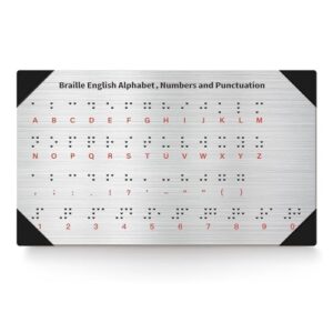 EliteSign Braille Alphabet & Punctuations Board with Sturdy Raised Dots, Braille Learning Tool for Braille Beginners with Protected Corner(Patent Pending)