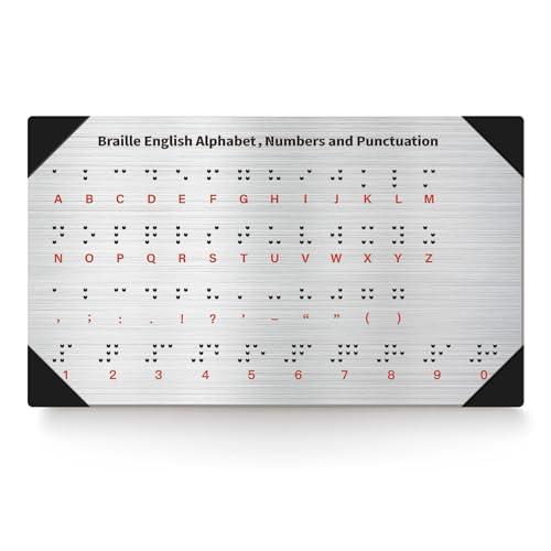 EliteSign Braille Alphabet & Punctuations Board with Sturdy Raised Dots, Braille Learning Tool for Braille Beginners with Protected Corner(Patent Pending)