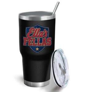 Ella's Fellas Shield Badge Tumbler, 30 oz Insulated Stainless Steel Americana Country Music Fan Mug with Lid & Straw