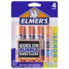 Elmer’s Disappearing Purple Glue Sticks with Bonus Re-Stick Glue Stick, 3 + 1 Pack