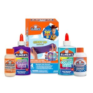 Elmer's Giddy Up Slime Kit Featuring Toy Story Characters, Slime Supplies, Color Glue, Crunchy Slime, 4 Piece Kit