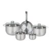ELO 9868750 Set of 5 Cookware Set 1 Frying Pan 24 cm and 4 Saucepans 12, 16, 20 and 24 cm Elo Profi Glossy Stainless Steel Induction