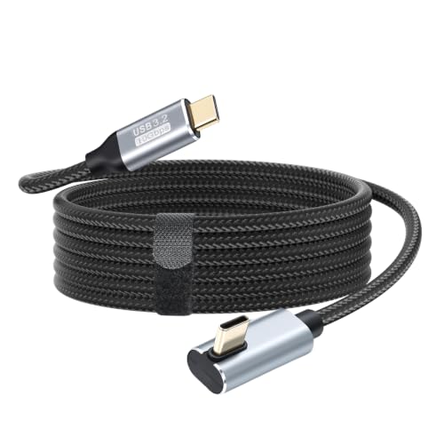 ELUTENG Right Angle USB C to USB C Cable 6.6ft 10Gbps High Speed Transfer 100W Type C Fast Charging Cord 4K@60Hz Durable Nylon Braided USBC Cables 2m for Phone, MacBook, Laptop, VR Link, Steam Deck