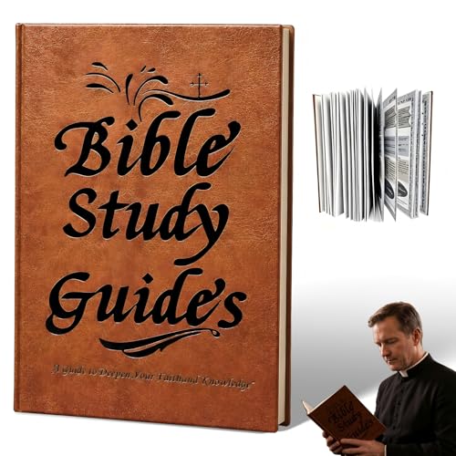 Elvasma 66-Page Leather Bound Bible Study Guides Book, Hardcover Christian Bible Study Journal with Old & New Testament, Personal & Group Bible Study Workbook for Spiritual Growth Faith Building