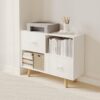 ELYUP Bookcase with Fabric Storage Bins - 4 Cube Organizer Display Bookshelf for Home Office, White