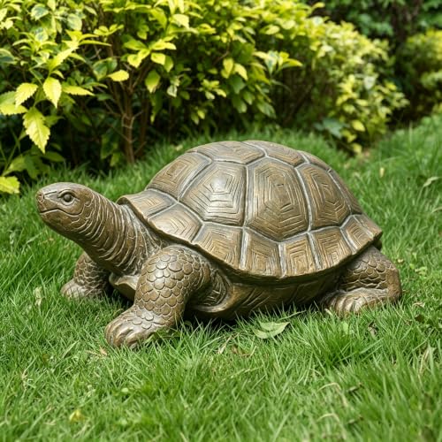 EMOBACO 30.51" Long Realistic Tortoise Figurine, Resin Turtle Garden Statue, Weather-Resistant Indoor/Outdoor Sculpture Decor for Nature Decor & Themed Displays, Landscape Art
