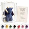 Emotional Support Dragon Pocket Buddy, 4.5x3.5 Hand-Stitched Mini Dragon Comfort Figurine with Affirmation Card, Cute Anxiety Relief Pocket Hug Companion, Inspirational Gift for Men Women，Blue