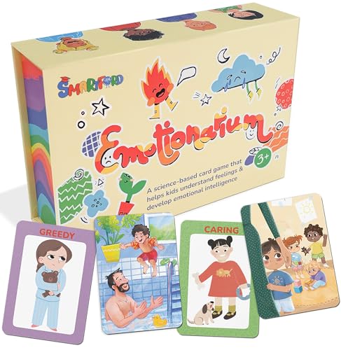 Emotionarium 80-Card Emotion & Feelings Game for Kids Ages 3-10 – Scientist-Designed – Emotional Intelligence, Social Skills, Empathy & Self-Regulation – Conversation Cards (40 Emotions + 40 Scenes)