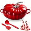 Enameled Cast Iron Dutch Oven 5Qt - Pre-Seasoned Pot with Lid for Baking, Braising, Soup & Stew, Safe to 500°F, Includes 3 Kitchen Utensils