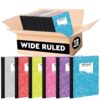 Enday Composition Notebook Wide Ruled (12 Pack, Assorted Colors) Hard Cover Marble Composition Notebook, 100 Sheets