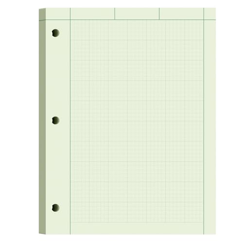 Engineering Paper 8.5 x 11, 100 Sheets Top Glue Binding Engineering Notebook, 5x5 Quad Ruled Graph Paper, 3-Hole Punched Engineering Computation Pad 8.5 x 11, Green Tint Engineering Paper Notebook