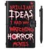 Engrowtic Movie Journal Logbook Gifts Movies Watching Leather Notebook with Ballpoint Pen Review Journal for Movie Lovers Fans Critics Film Enthusiasts(Scary)