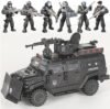 ENHANA SWAT 4 in 1 Armored Vehicle Building Block Military Vehicle with 6 Army Figures Building Toys for Age 8-12, Army Car Model Toys Gifts for Kids