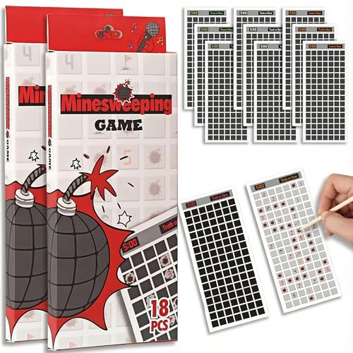 Ensclo Fun Board Game for Adults, Minesweeping Scratch Off Card, Portable Travel Essential & Party Tabletop Games, Funny Family Enjoyment, Game Night, Dare or Truth Challenge, 2 Packs 36 Sheets