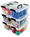 EOENVIVS Plastic Storage Bins with Lids 6 Pack Storage Organizer, 7 Quart Stackable Storage Boxes with Buckle Lids and Handle easy for Home Office Pantry Organization, Clear