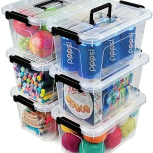 EOENVIVS Plastic Storage Bins with Lids 6 Pack Storage Organizer, 7 Quart Stackable Storage Boxes with Buckle Lids and Handle easy for Home Office Pantry Organization, Clear