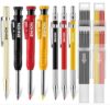 eowocdu 16 Pack Mechanical Carpenter Pencil Set with 42 Refill & Carbide Scribe Tool, Woodworking Pencils for Architect